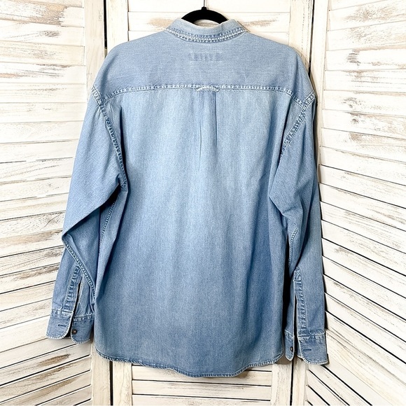 PIERRE CLARENCE | Men’s French Button Down Chambray Long Sleeve Shirt - Picture 5 of 6